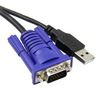 KVM Cable for USB KVM Switch VGA 15P Male+USB AM/VGA 15P Male