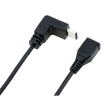 90 degree angle braided female micro-USB to male USB-C cable 