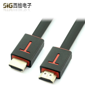 Slim Cable HDMI 1.4 3D Data Assembly, Connecting Computer and TV, Flat Body, Standard Interface