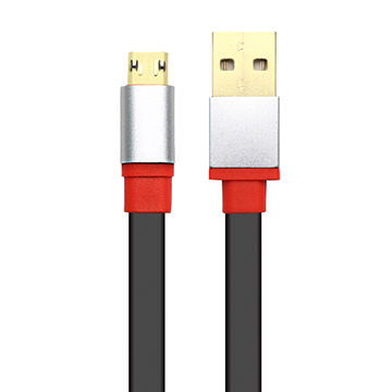 Double-sided Plug-in Intelligent 2.1A Flat/USB Data and Charging Cable for Android Devices/1 Meter